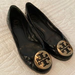 Tory Burch Patent Leather Quilted Flats